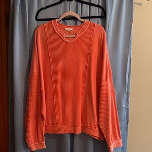 Easel Vibrant Orange Knit Top